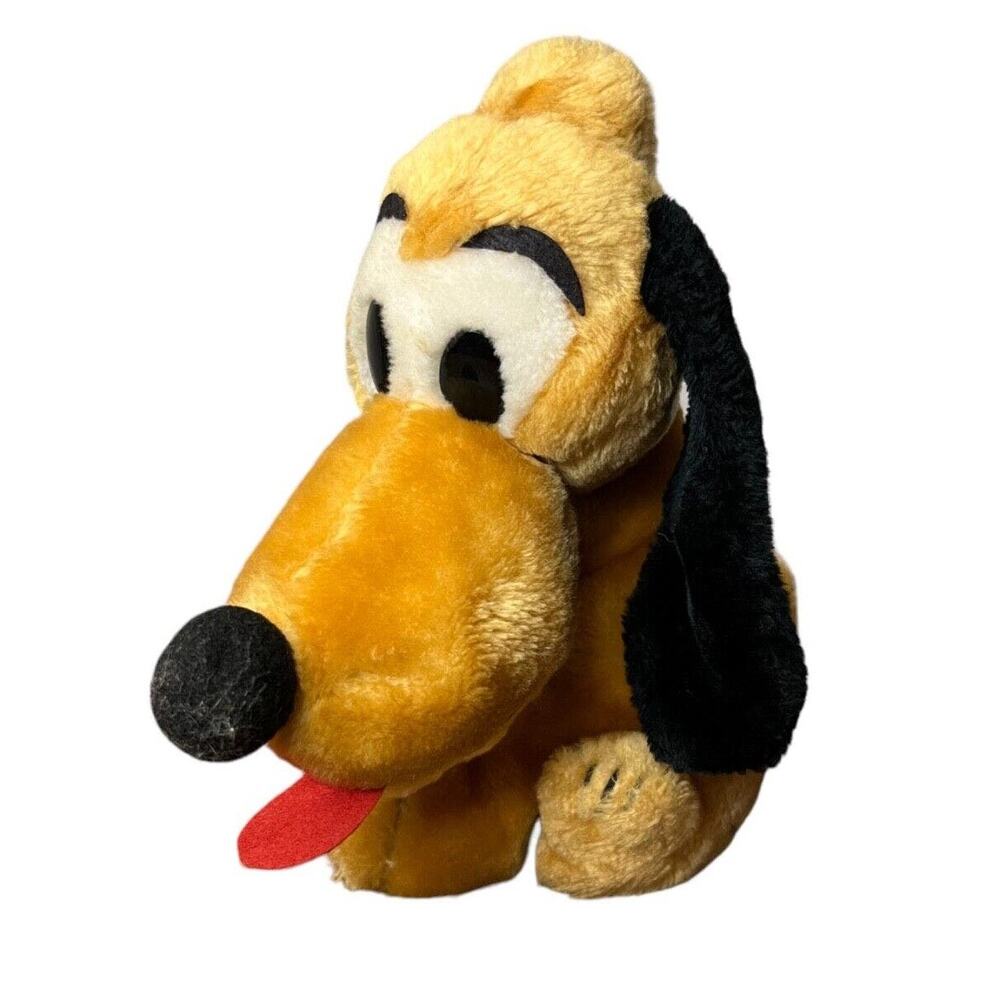 Vintage 1980's Walt Disney Prod Pluto Dog Sitting Stuffed Animal Plush 11"